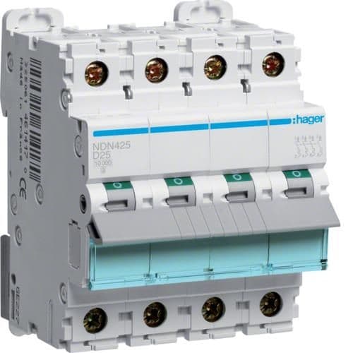 Disjoncteur 10kA - courbe D - 4 pôles - 25A - 4 modules vue 1