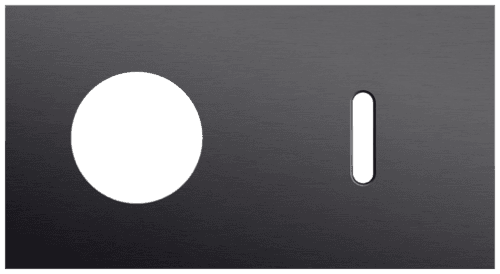 Plaque de recouvrement double, horizontale 71 mm d'entraxe, pour une fonction de prise de courant et une fonction de commutation simple, Niko Rocker alu black brushed vue 1
