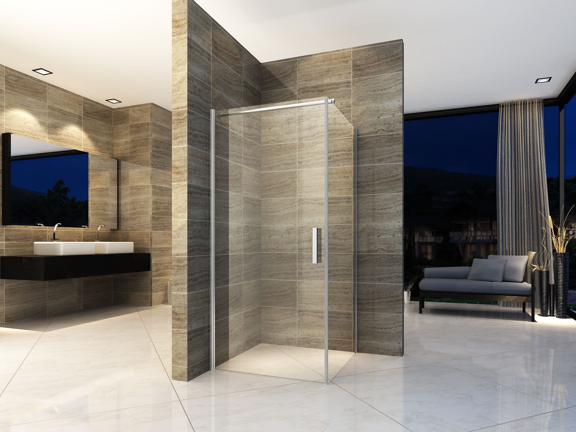 ALONI CABINE DE DOUCHE – PORTE PIVOTANTE ET PAROI LATÉRALE - 900X900X1900MM - CHROME-VERRE CLAIR vue 1