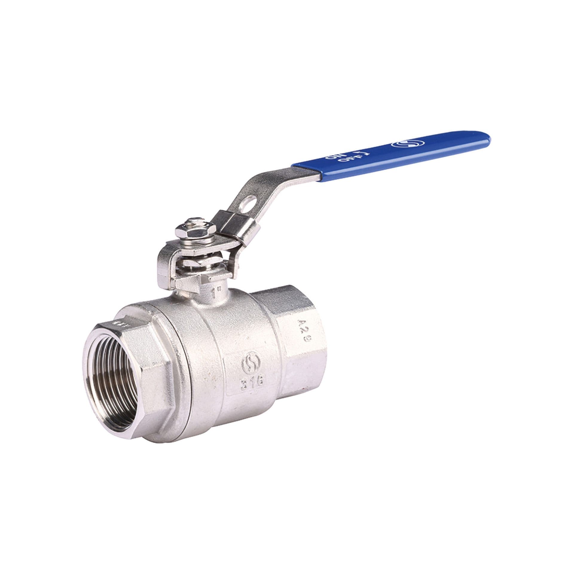 VANNE INOX POIGNEE BLEUE I701 3/4 vue 1