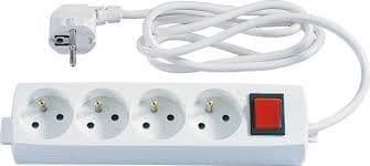 Multiprise 4 x 10 / 16A avec câble de 1.5m et interrupteur vue 1