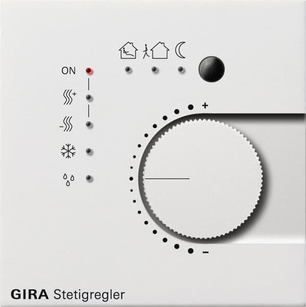 Régulateur continu avec interface de bouton-poussoir 4 x pour KNX Blanc brillant Gira F100 - la vue 1