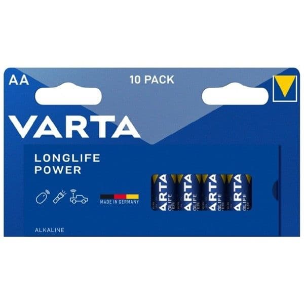 Blister de 10 piles alcaline Longlife Power Varta LR06 1.5V AA (high drain) vue 1