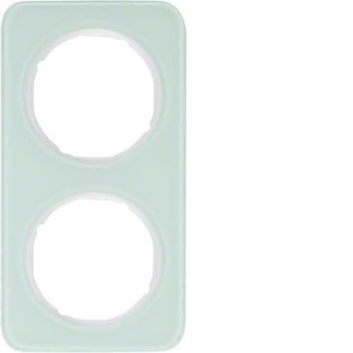Plaque de recouvrement 2 postes Berker R.1 Verre, Blanc polaire vue 1