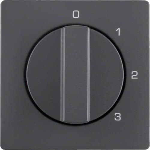 Enjoliveur avec bouton rotatif pour interrupteur 3 paliers avec position 0 Q.1 / Q.3 Anthracite, V vue 1