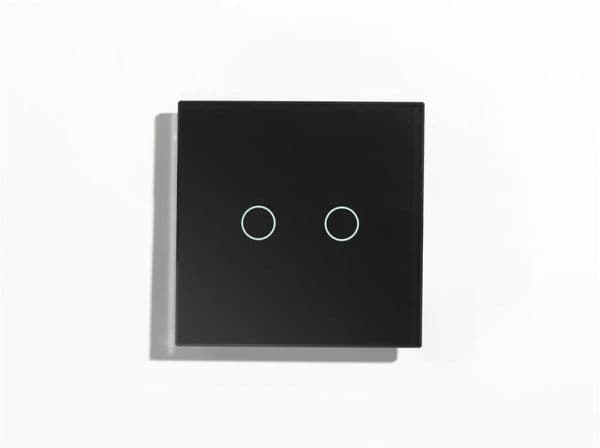 Bouton - poussoir verre Noir, fingerprint - proof touch, 2 boutons avec Led RGB vue 1