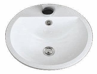 VASQUE A ENCASTRER EB.S450H DIAMETRE 450MM +TROU ROBINET/ TROP-PLEIN BLANC vue 1