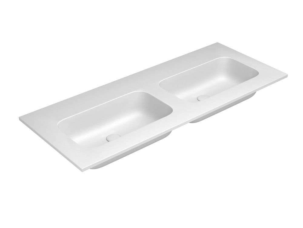 Van Marcke by Falper Fin tablette double 2lavabos L1205xW505xH143mm blanc mat vue 1