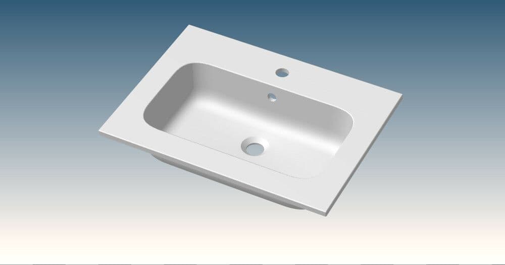 Van Marcke Paco tablette 1lavabo intégré 1 trou 600x15x460mm blanc brillant vue 1