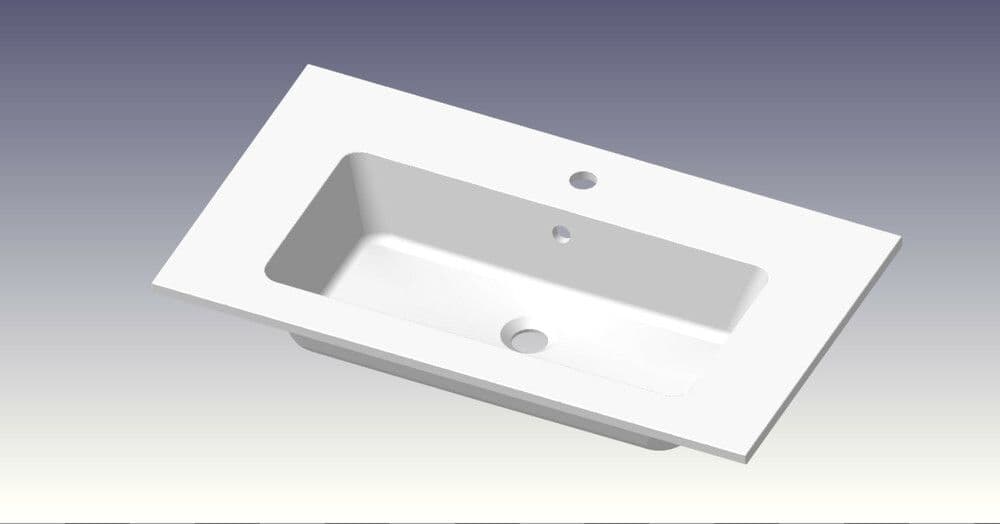 intro Cor tablette avec 1lavabo intégré 805x460x14mm blanc brillant vue 1