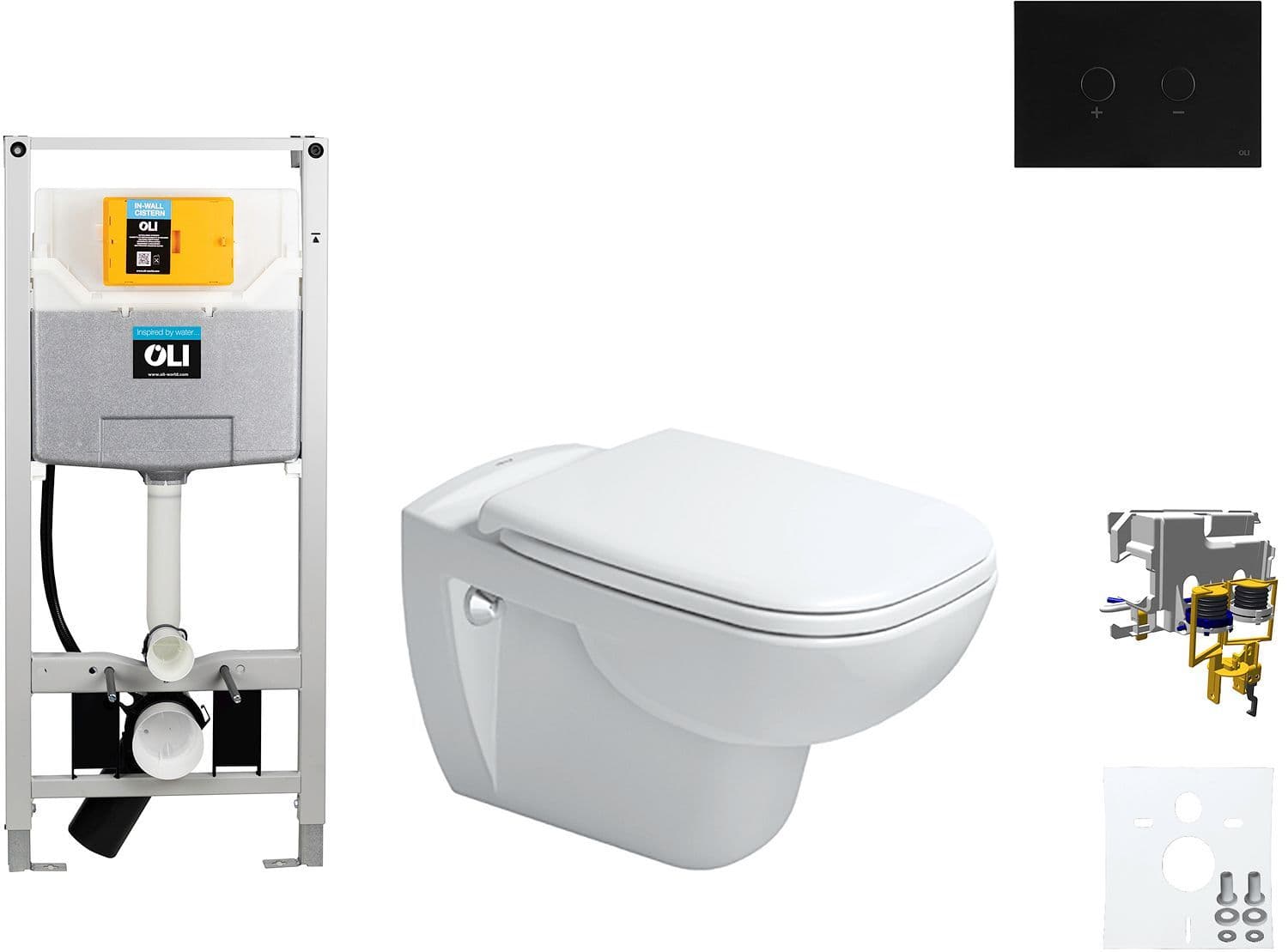 WALLFIX OLI WC SUSPENDU D-CODE DURAVIT CODE SOFT-CLOSE BLINK NOIR vue 1