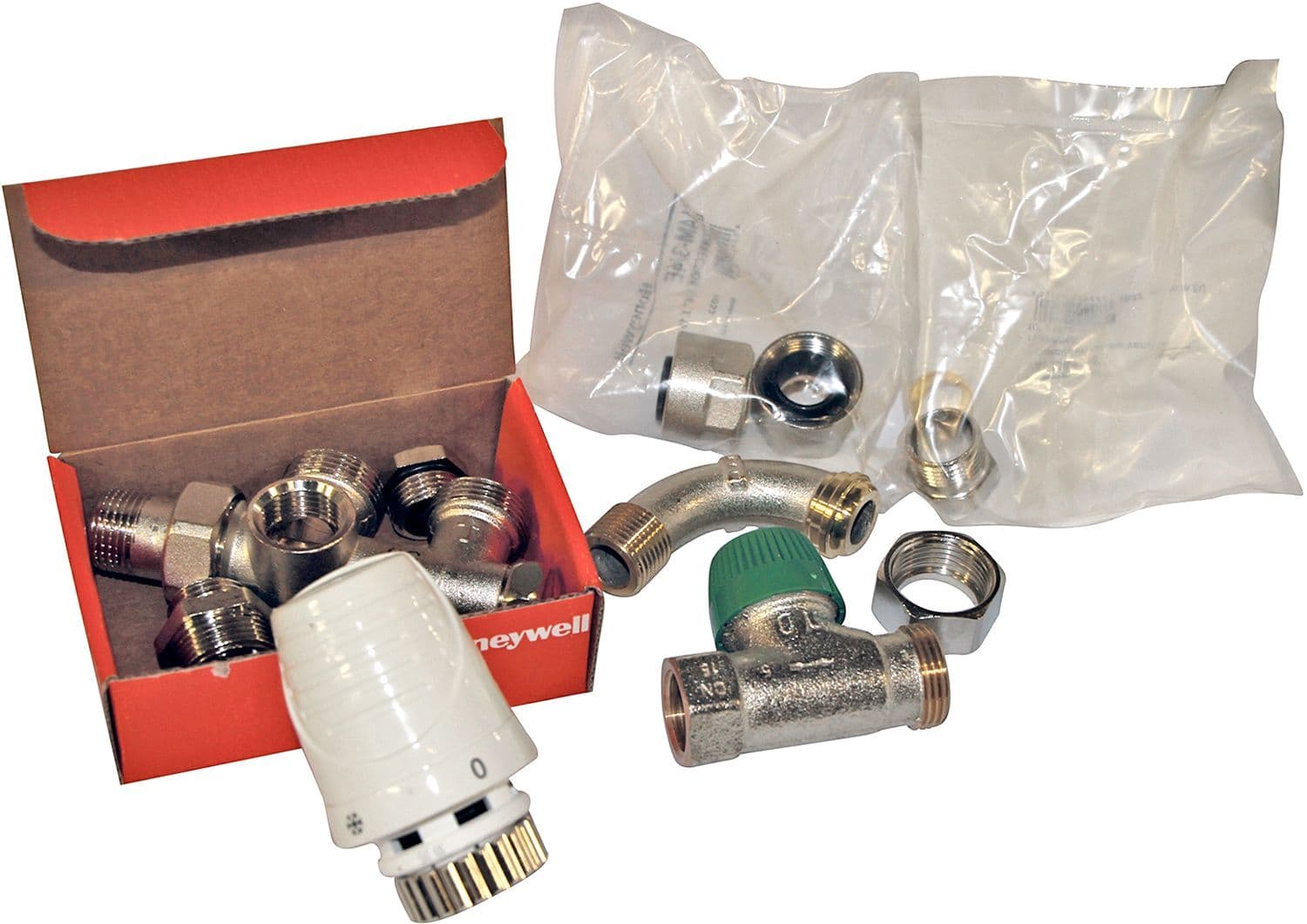COMBINAISON DE RACCORD MONOTUBE THERMOSTATIQUE HONEYWELL EQUERRE+COURBE 1/2" vue 1