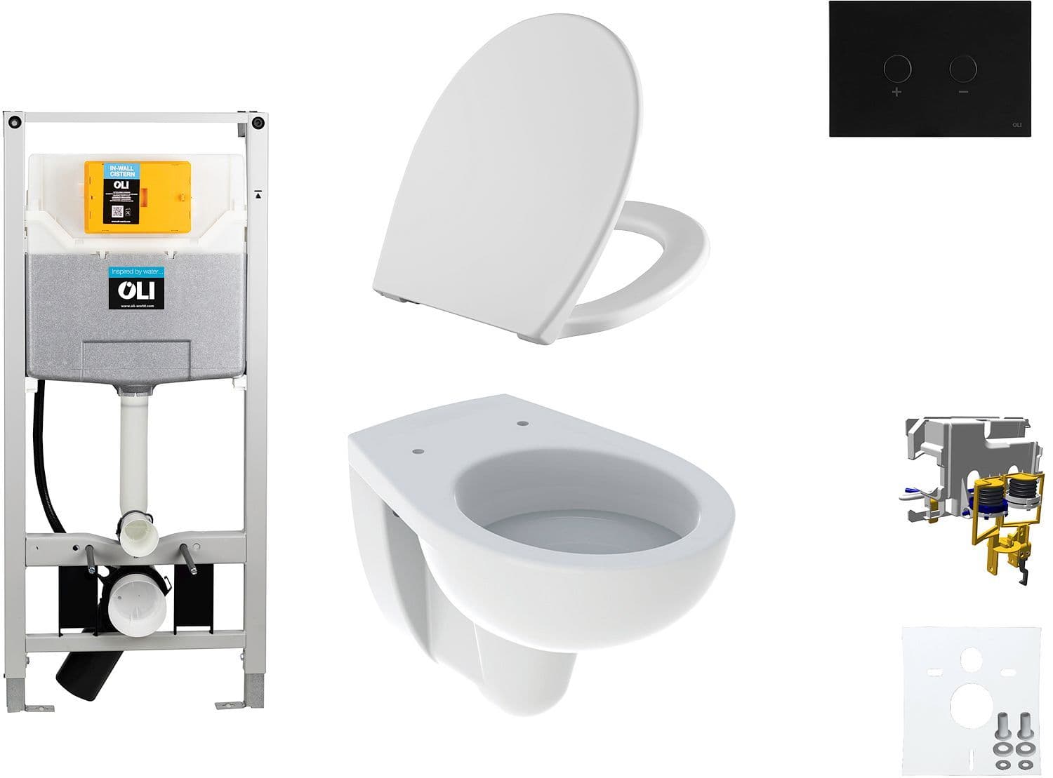 WALLFIX OLI WC SUSPENDU BASTIA D600 SOFTCLOSE + LIFT-OFF BLINK NOIR vue 1