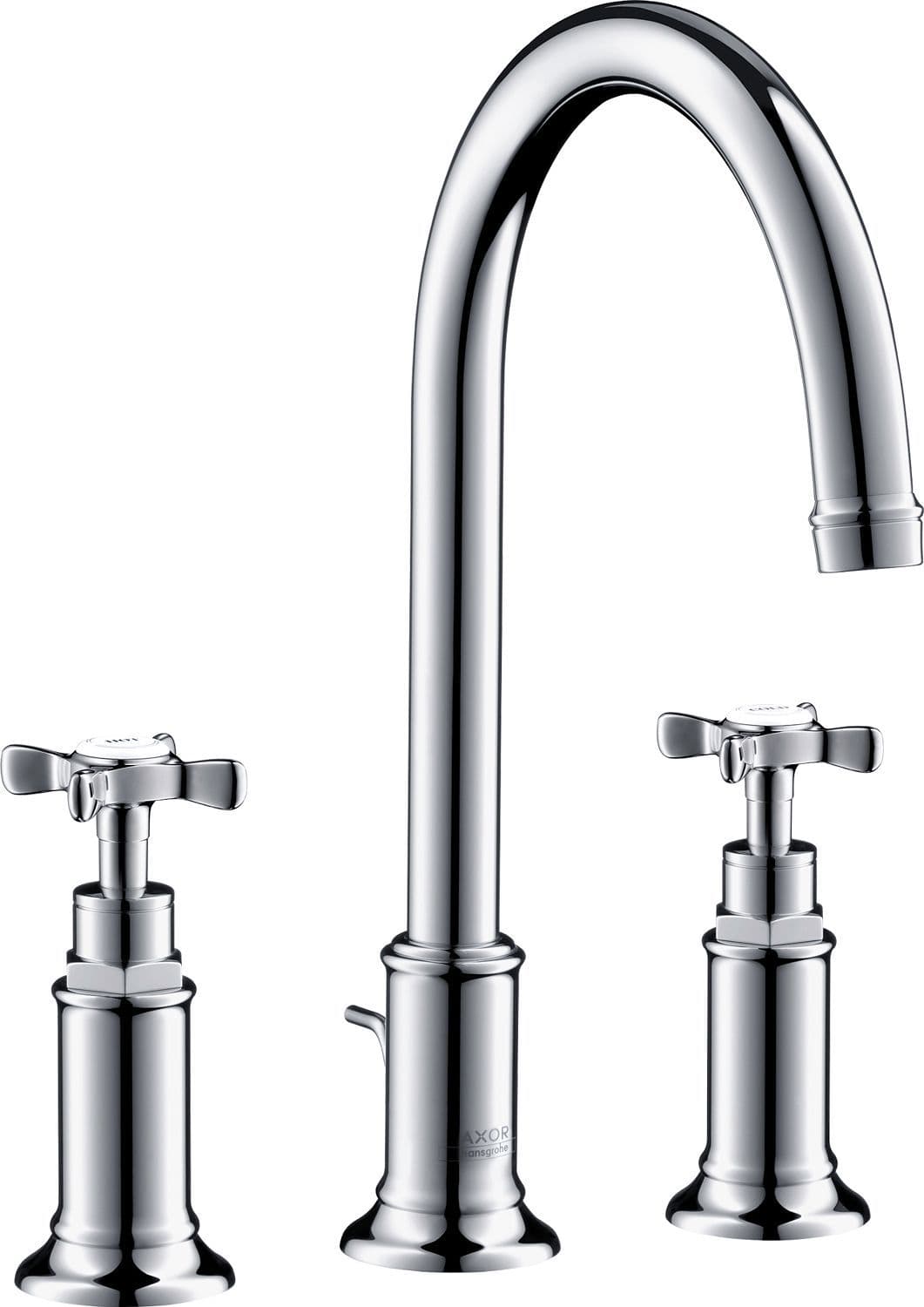 MELANGEUR LAVABO 3 TROUS MONTREUX 180 AXOR VIDAGE AUTOMATIQUE NICKEL BROSSE vue 1