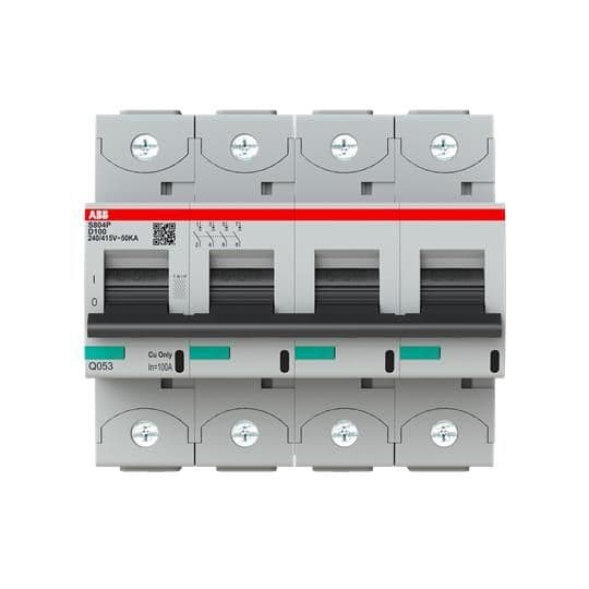 Disjoncteur modulaire 50kA S80 4 pôles 6 modules courbe D courant nominal 100A vue 1