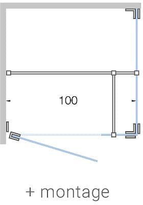 PORTE PIVOTANTE AVEC PAROI ANNEXE+PAROI LATERALE ANGLE CLOSE JUSQU'A 100CM H200CM CLAIR-BLANC MAT+ MONTAGE vue 1