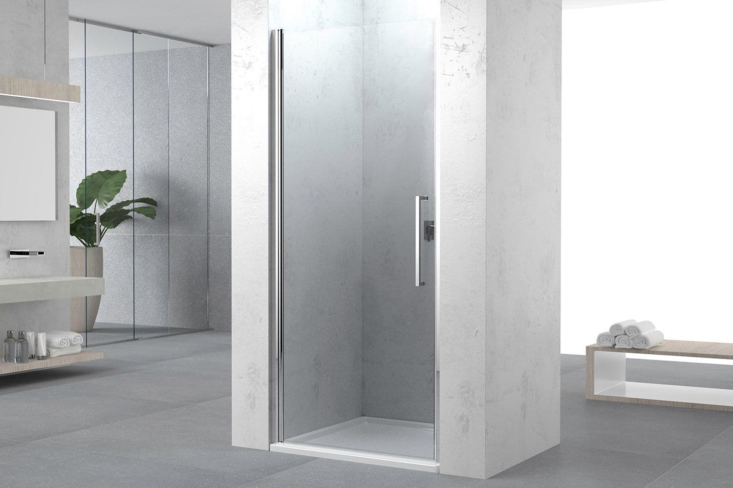 PORTE PIVOTANTE NICHE SWING 87-91 H200 CHROME-SATIN vue 1