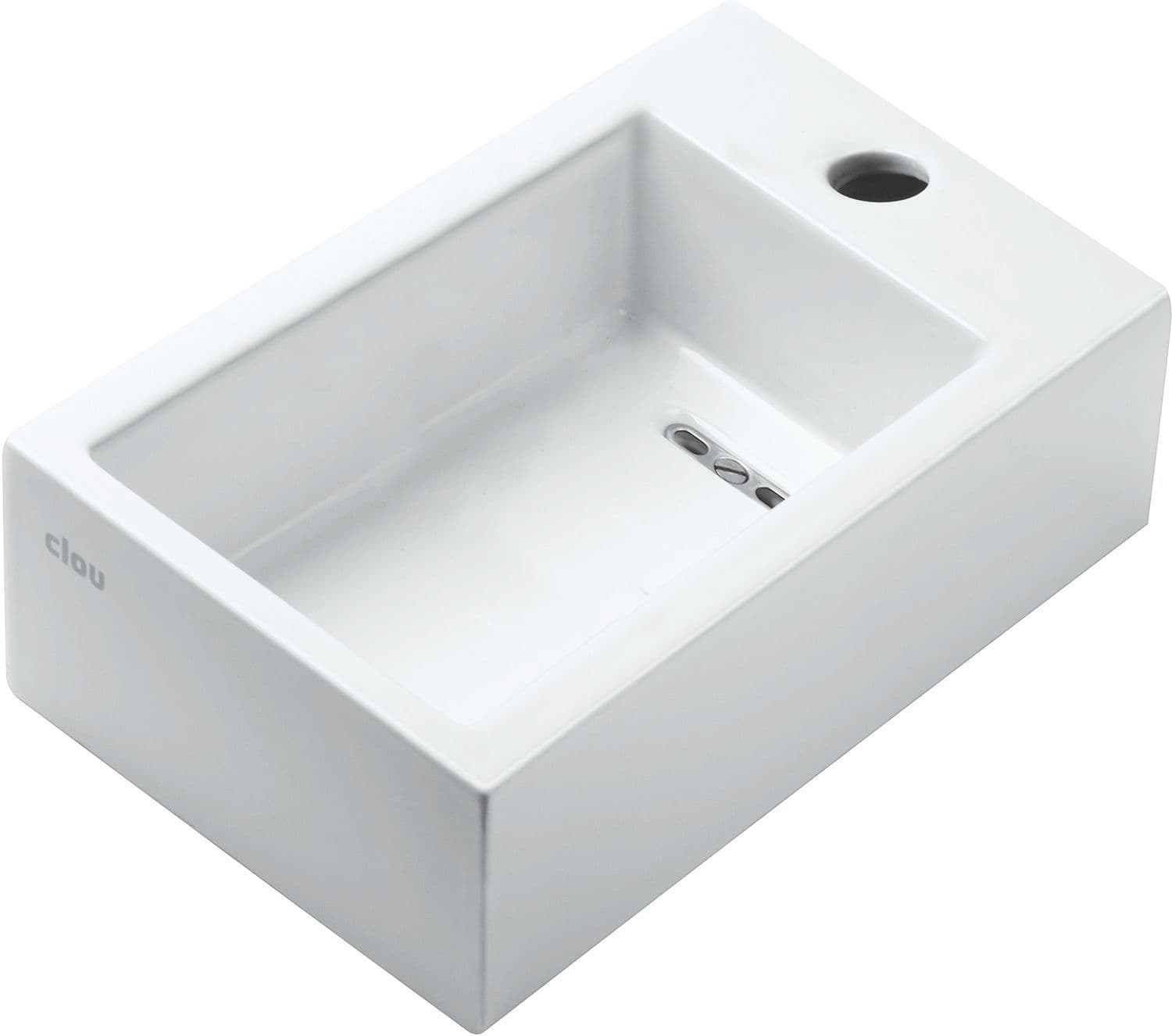 LAVE-MAINS FLUSH 3 CLOU 36CM +TROU ROBINET DROITE BLANC CERAMIQUE vue 1