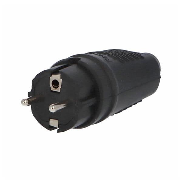 Fiche mâle en caoutchouc plein IP44 10 / 16A 250V vue 1
