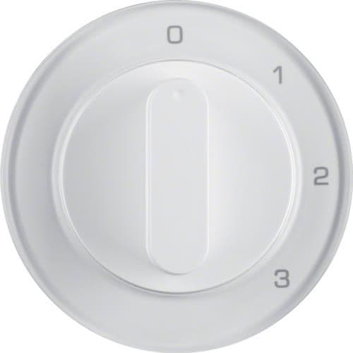 Enjoliveur avec bouton rotatif pour interrupteur 3 paliers avec position 0 R.1 / R.3 Blanc polaire vue 1