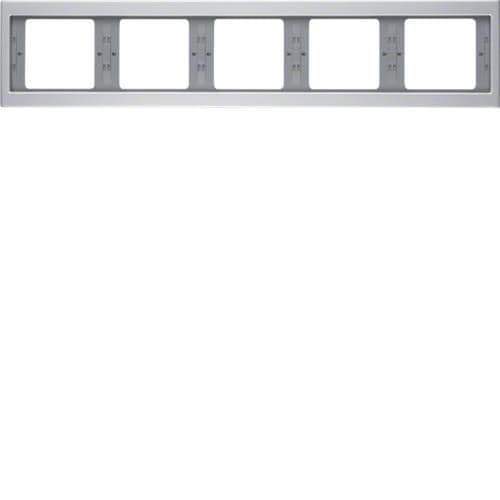 Plaque de recouvrement 5 postes pour montage horizontal Berker K.5 Alu vue 1