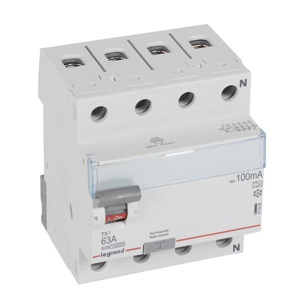 Interrupteur différentiel TX³ 4 pôles 100mA 63A type A - 4 modules vue 1