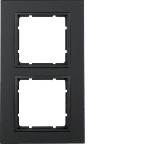 Plaque de recouvrement 2 postes Berker B.7 Anthracite, mat vue 1