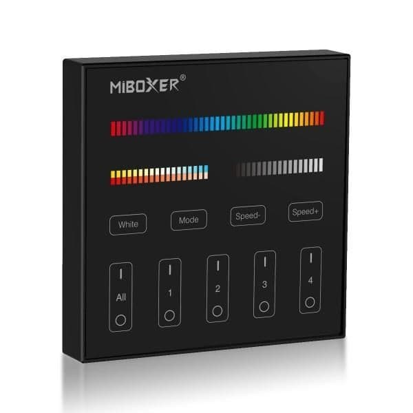 Emetteur dimmable RF 4 zones RGB / RGBW / CCT apparent AAA x 2 86 x 86 x 20 Noir vue 1