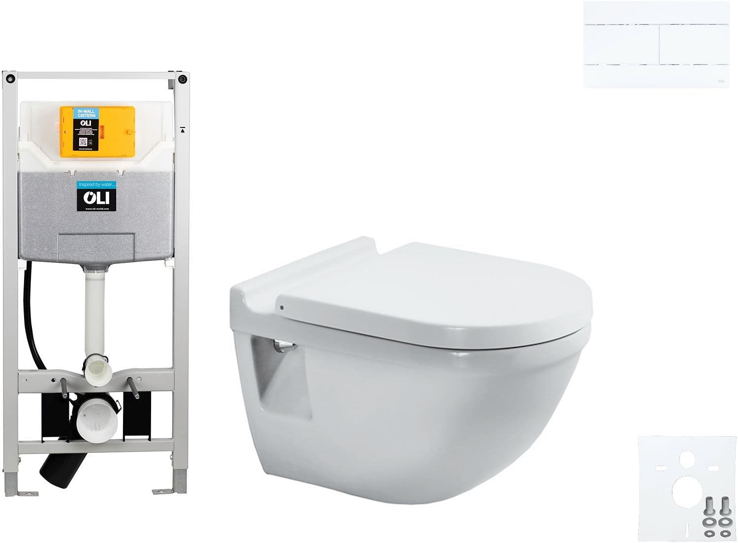 WALLFIX OLI WC SUSPENDU STARCK 3 DURAVIT SLIM BLANC MAT vue 1