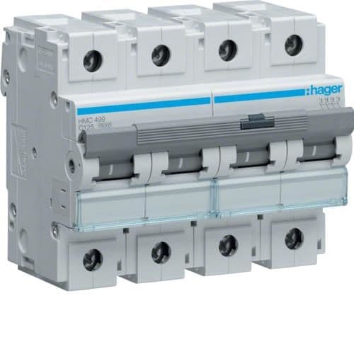 Disjoncteur 15kA 125A 4 pôles - courbe C - 6 modules vue 1