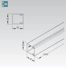 Goulotte hauteur 30 largeur 30mm longueur = 2m Gris vue 1