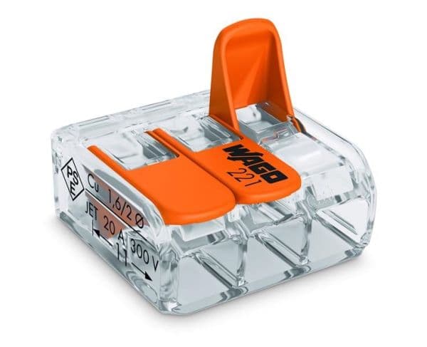 Borne de raccordement compact borne pour 3 conducteurs avec leviers de manipulation, Transparent vue 1