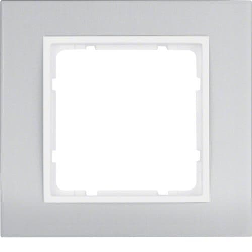 Plaque de recouvrement 1 poste Berker B.3 Alu, Alu / Blanc polaire vue 1