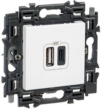 Valena prise Usb double type A + C appareil complet Blanc à griffes vue 1