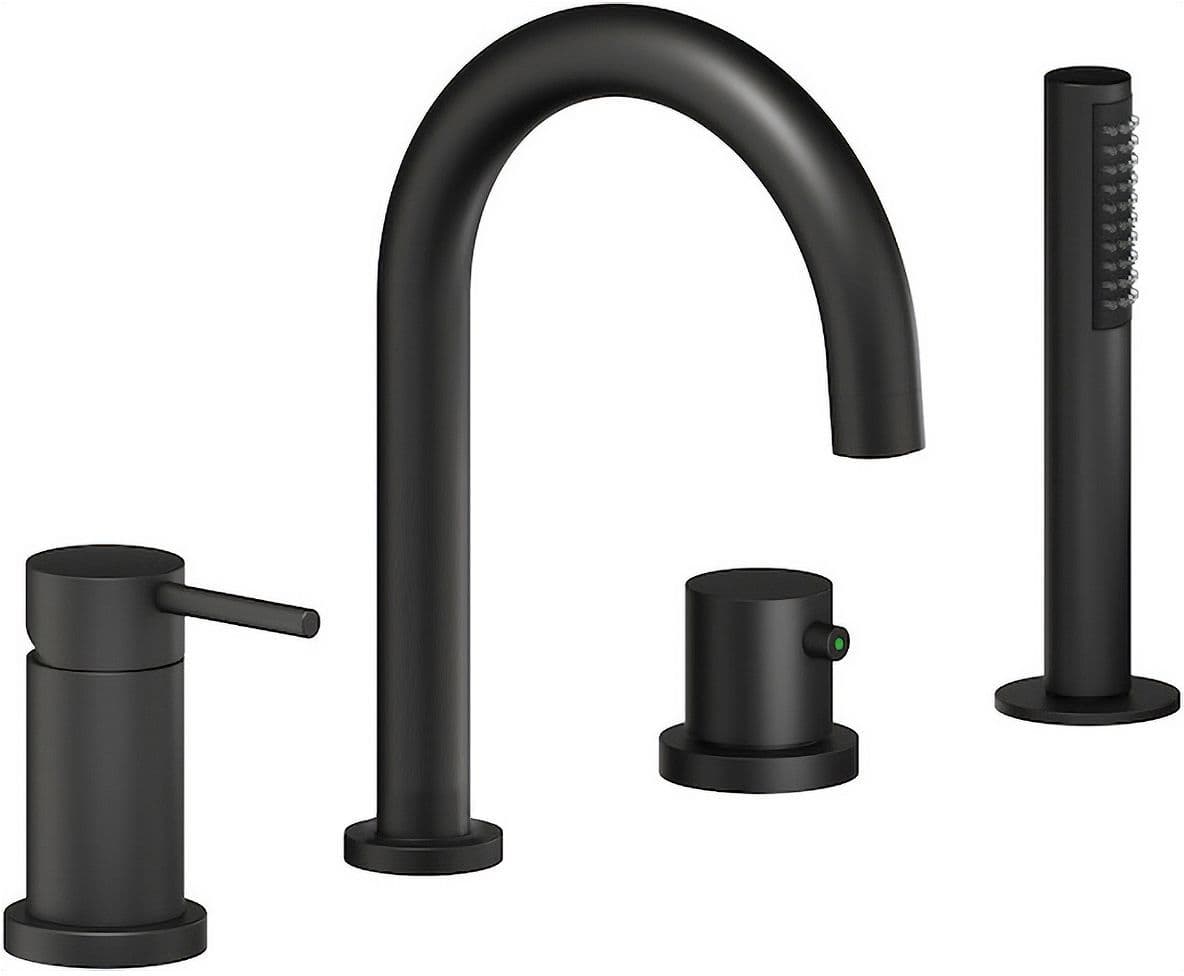 MITIGEUR BAIN 4 TROUS MONTAGE AU BORD DU BAIN LIVE NOBILI NOIR MAT vue 1