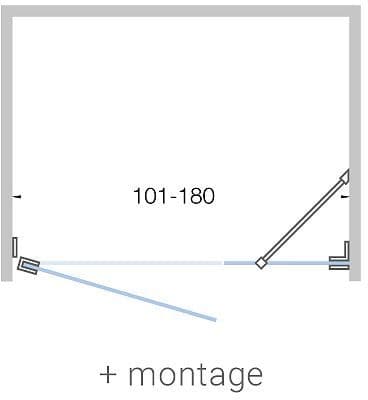 PORTE PIVOTANTE+PAROI ANNEXE NICHE CLOSE 101-180CM H200CM TIMELESS- NOIR MAT AVEC MONTAGE vue 1