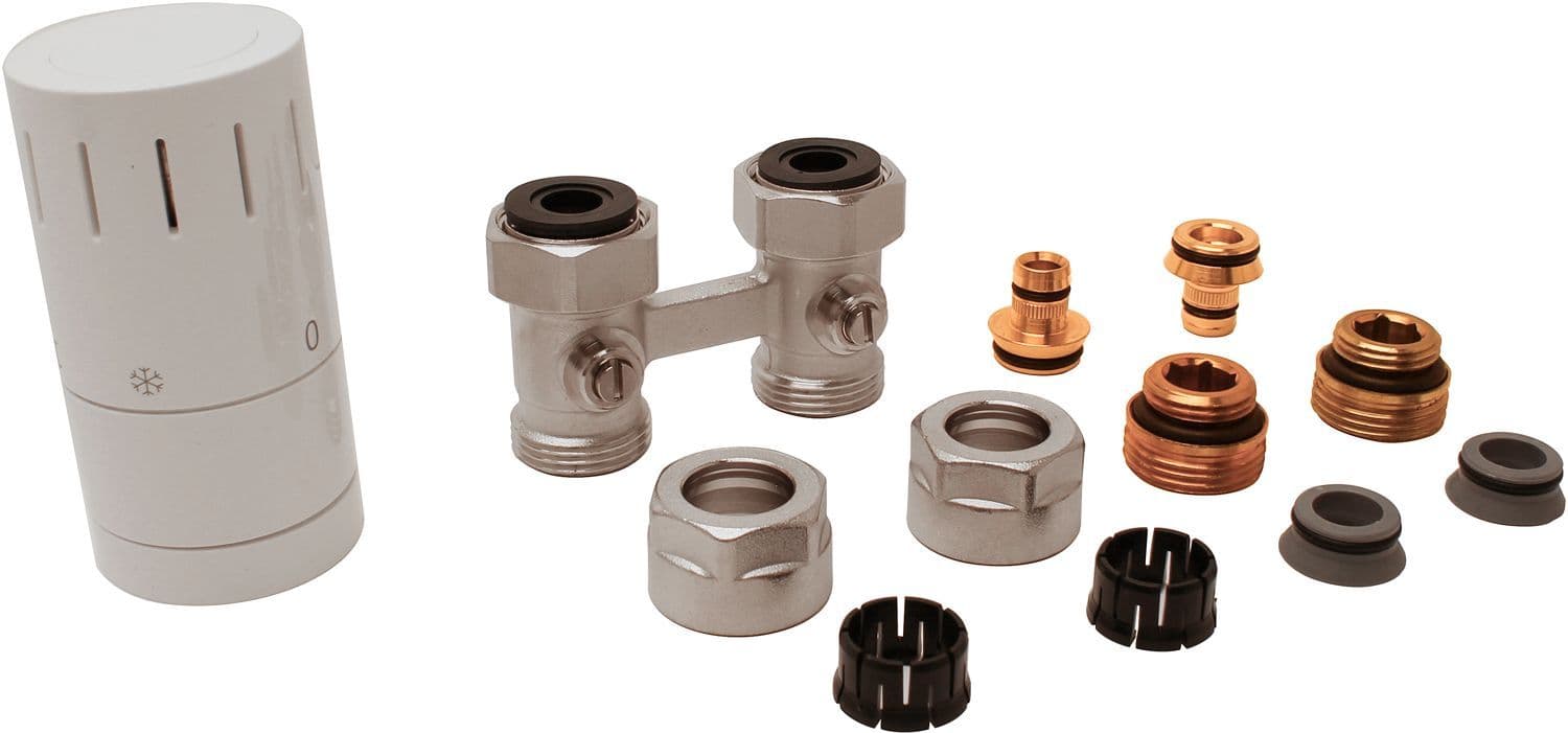 KIT DE ROBINET THERMOSTATIQUE DESIGN UNI 8 DROIT AVEC RACCORDS 16MM vue 1