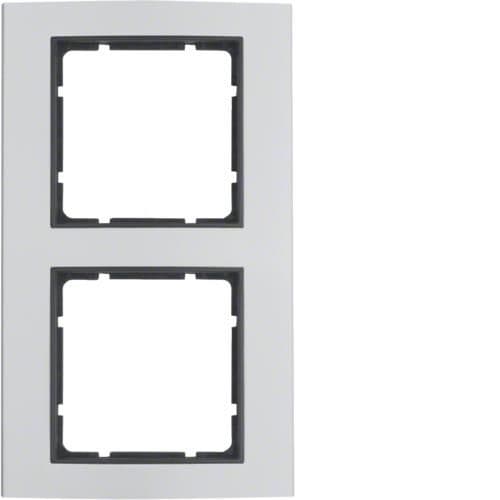 Plaque de recouvrement 2 postes Berker B.3 Alu / Anthracite vue 1