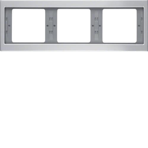 Plaque de recouvrement 3 postes pour montage horizontal Berker K.5 Alu vue 1