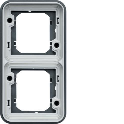 Support encastré Cubyko, double, vertical, Gris vue 1