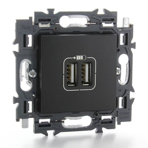 Valena prise Usb double type A appareil complet Noir à griffes vue 1