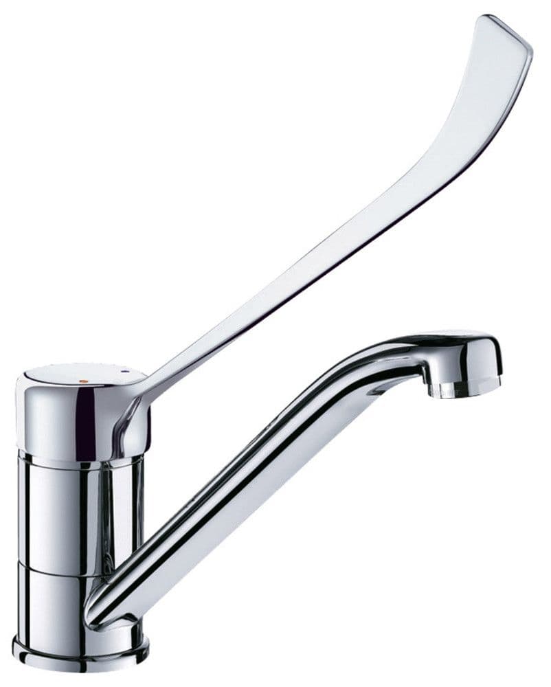 Delabie mitigeur évier et auge levier médical bec orientable laiton chromé vue 1