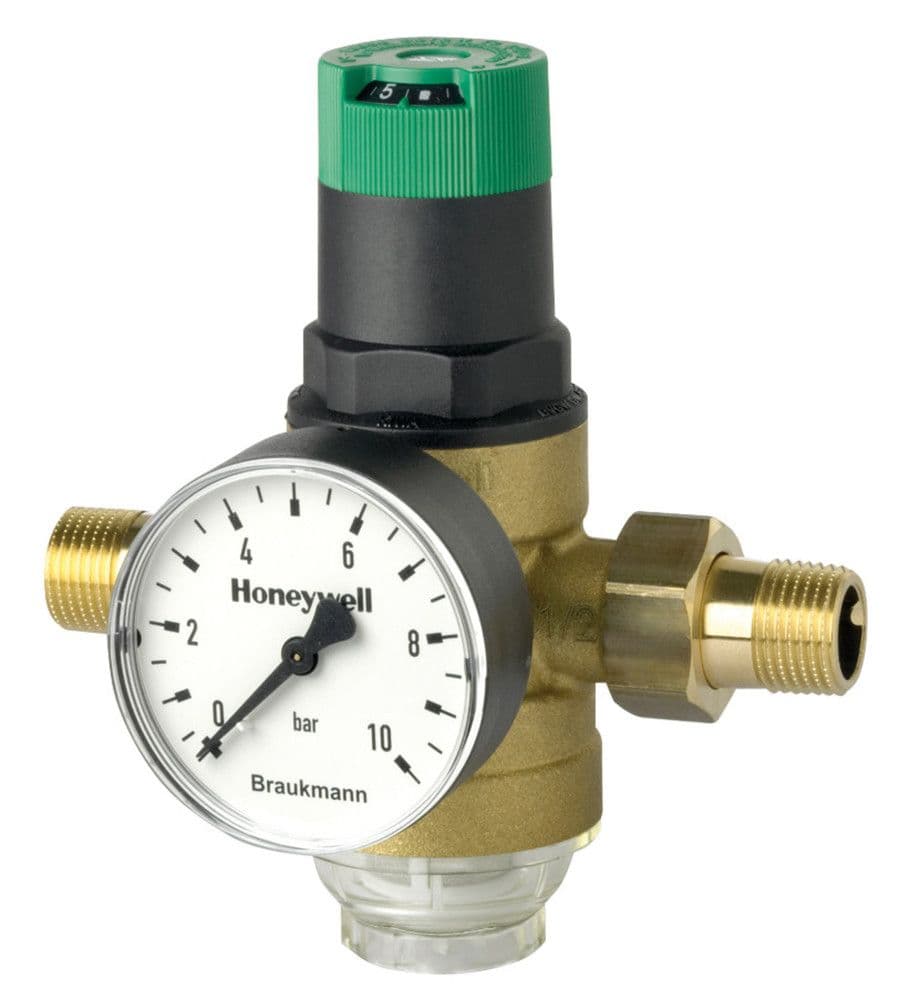 Resideo réducteur de pression avec bouton de réglage D 3/4 manomètre 1,5-6 bar vue 1