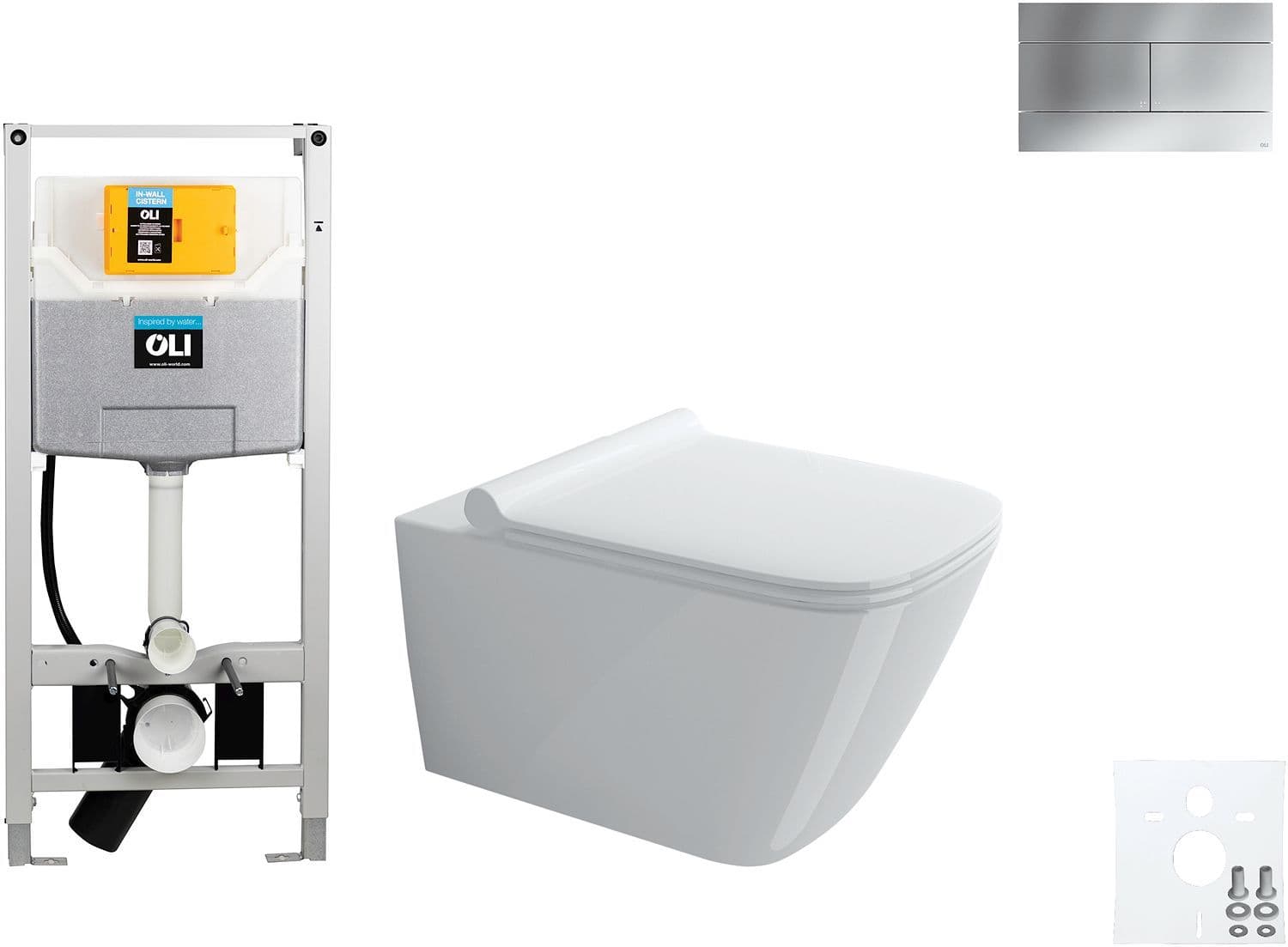 WALLFIX OLI WC SUSPENDU CATALANO GREEN QUICK-RELEASE SOFTCLOSE ANTIBACTERIEN SLIM MAT CHROME vue 1