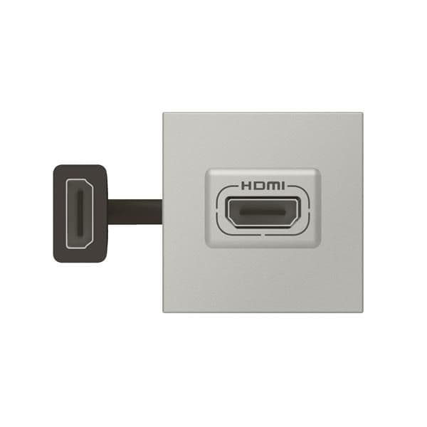 Mosaic prise HDMI préconnectée 2 modules Alu vue 1