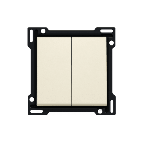 Set de finition pour interrupteur double allumage, interrupteur va-et-vient + bouton-poussoir N.O., interrupteur va-et-vient double ou bouton-poussoir double N.O. ou N.F., couleur cream vue 1