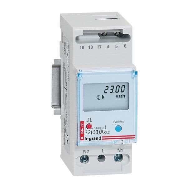 Compteur d'énergie mono 63A branchement direct - 2 modules vue 1