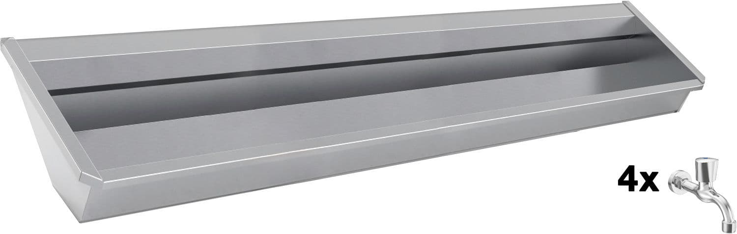 AUGE MURAL SANILAV INTERSAN 240CM INOX 4 ROBINETS D'EAU FROIDE vue 1