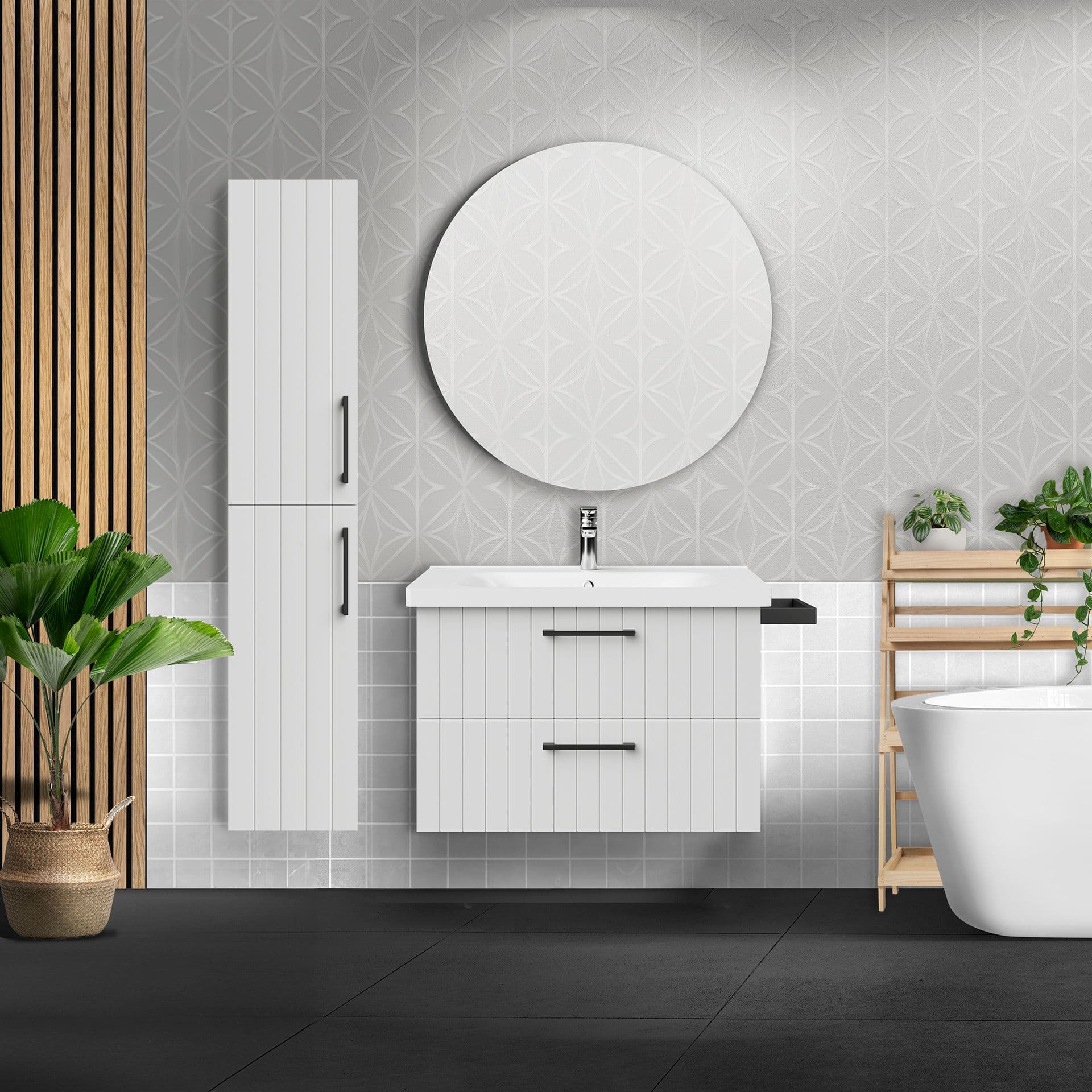 CREAVIT D10 ARMOIRE HAUTE 150x30CM - BLANC LAQUÉ vue 1