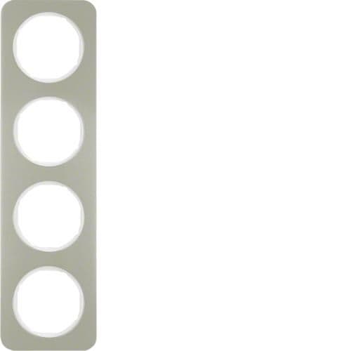 Plaque de recouvrement 4 postes Berker R.1 Inox / Blanc polaire vue 1